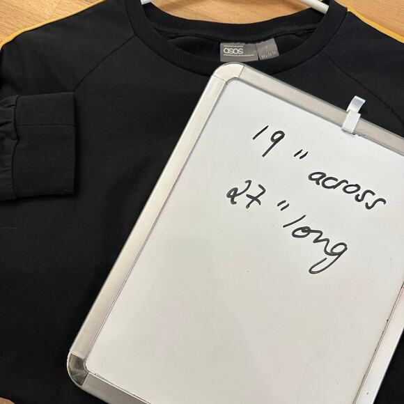 Asos Rainbow Stripe Shirt Womens SMALL Long Sleeve Black Trendy Retro Crew Neck - Picture 9 of 9